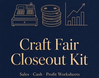 クラフトフェア閉店キット（印刷可能）：売上、現金、利益計算シート、レターサイズ＆A4サイズPDF