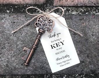 Graduation Party Favors * Custom Personalized Favors * High School College Grad Party * Key to My Success * Bottle Opener Thank You Gift