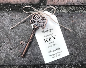 Graduation Party Favors * Custom Personalized Favors * High School College Grad Party * Key to My Success * Bottle Opener Thank You Gift