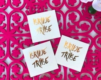 Set of 10 * Bride Tribe Bachelorette Party Gold Flash Tattoos * Bride Tribe Gold Foil Tattoos * Temporary Tattoos * Bridal Party Favors