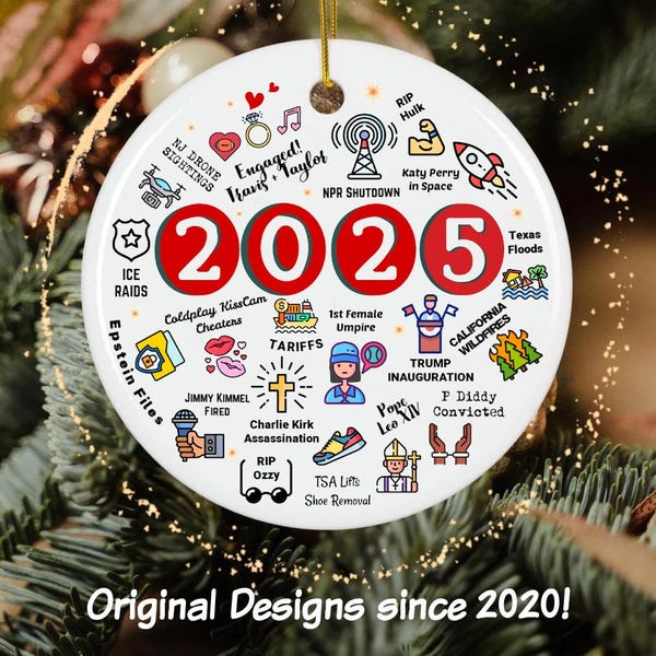 2025 Christmas Ornament, 2025 Year in Review Ornament, Major Notable Events Ornament, Funny Cute Year to Remember Commemorative Ornament