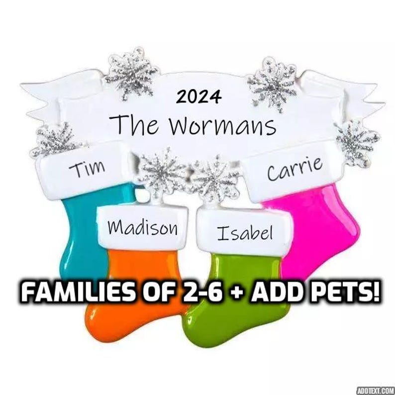 Family Christmas Ornament, 2024 Personalized Family Ornament With Pets