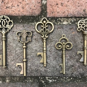 Apribottiglie a forma di chiave scheletrica in bronzo * Disegni assortiti * Bomboniere per matrimonio con chiave antica * Bomboniere per feste * Vintage Steampunk rustico personalizzato