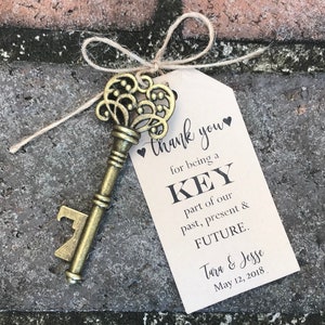Abridor de botellas con forma de llave esqueleto como recuerdo de boda * Etiquetas personalizadas * Recuerdos de boda con forma de llave antigua * Recuerdos personalizados para invitados a fiestas y eventos