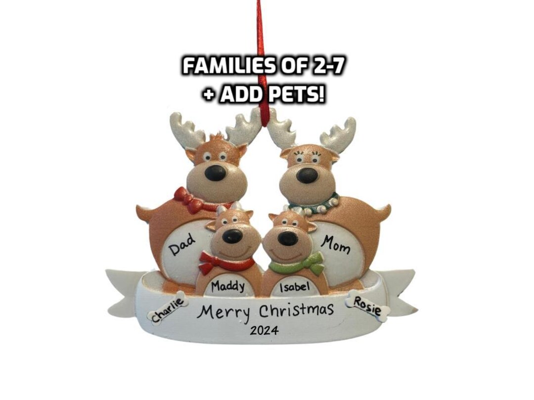 Family Christmas Ornament, 2024 Personalized Family Ornament With Pets