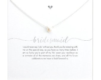 Bridesmaid Necklace Pearl in Silver or Gold - Bridesmaid Gift, Bridesmaid Jewelry, Wedding Gift, Bridal Party Favor