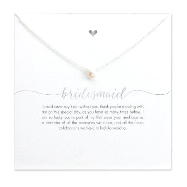 Bridesmaid Necklace Pearl in Silver or Gold - Bridesmaid Gift, Bridesmaid Jewelry, Wedding Gift, Bridal Party Favor