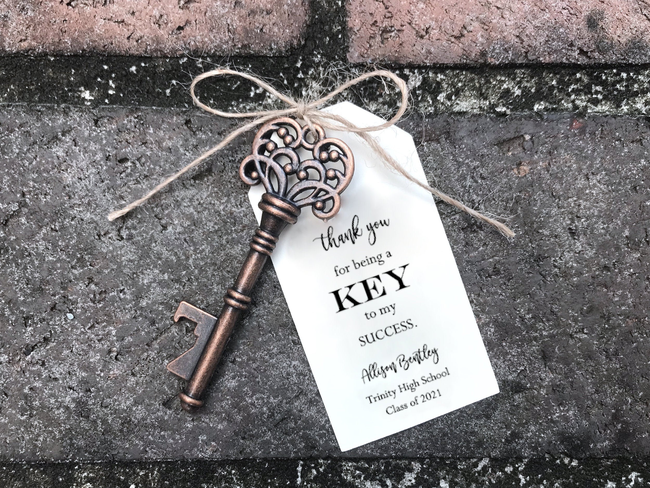 Graduation Party Favors * Custom Personalized Favors * High School College Grad Party * Key to My Success * Bottle Opener Thank You Gift