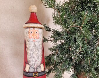 11 1/2" Hand Turned,Hand Painted Santa Claus for Christmas *NEW 4/29/24*