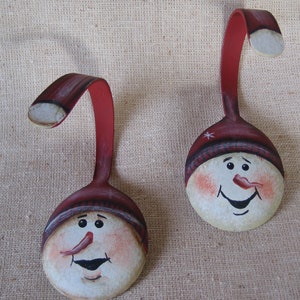 Curly Snowman or Penguin - Curled Painted Spoon Christmas Ornament 3 1/2"-4"