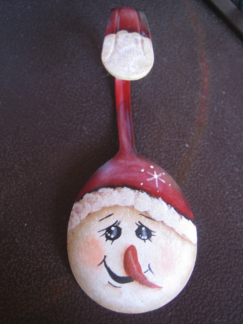 Snowman Painted Spoon Christmas Ornament | Etsy