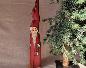 16 1/2" Santa Claus Holding Toy Bag & Candle Lantern - Cypress Knee *SALE* 4/26/24*