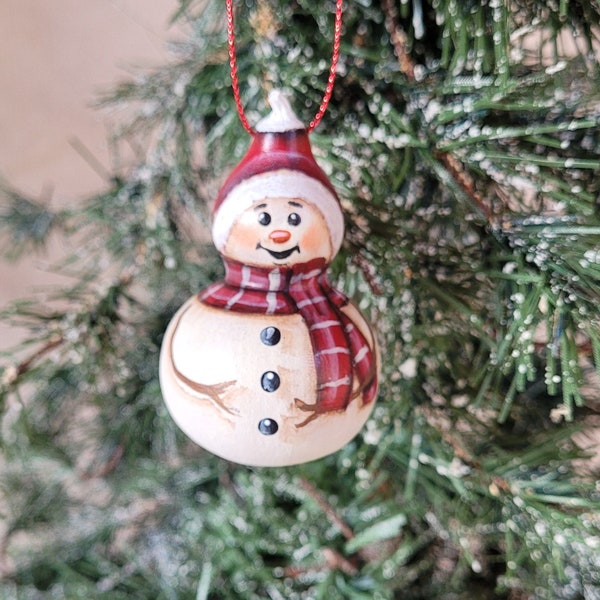 Small BOTTLE Gourds - Santa Claus, Snowman & Penguin Christmas Ornament - Hand Painted - *NEW Added 4/10/24*