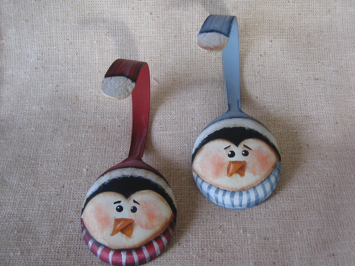 3 1/24 Snowman or Penguin Curled Painted Spoon - Etsy