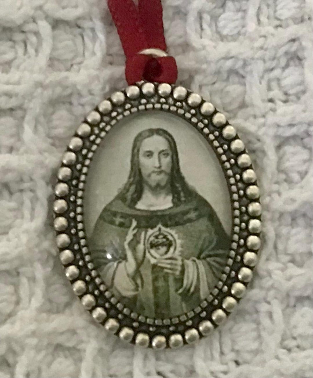 Sacred Heart of Jesus Medal Pendant | Catholic Jesus Charm | Vintage ...