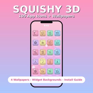 Squishy 3D App Icons iOS | 100 Cute Puffy iPhone Icons Pack + Wallpapers
