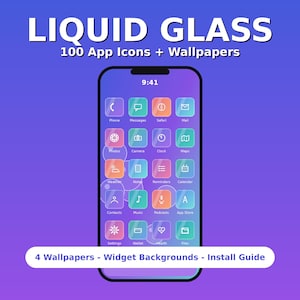 Liquid Glass App Icons iOS 26 | 100 Aesthetic iPhone Icons, Wallpapers & Widgets | iPhone Homescreen Theme Pack, Instant Download