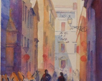 Street with lanterns in Florence Italy