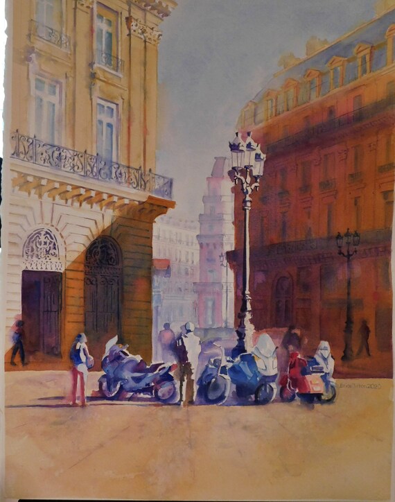 STREET パリ Motorcycles on a Paris Street - Etsy Israel