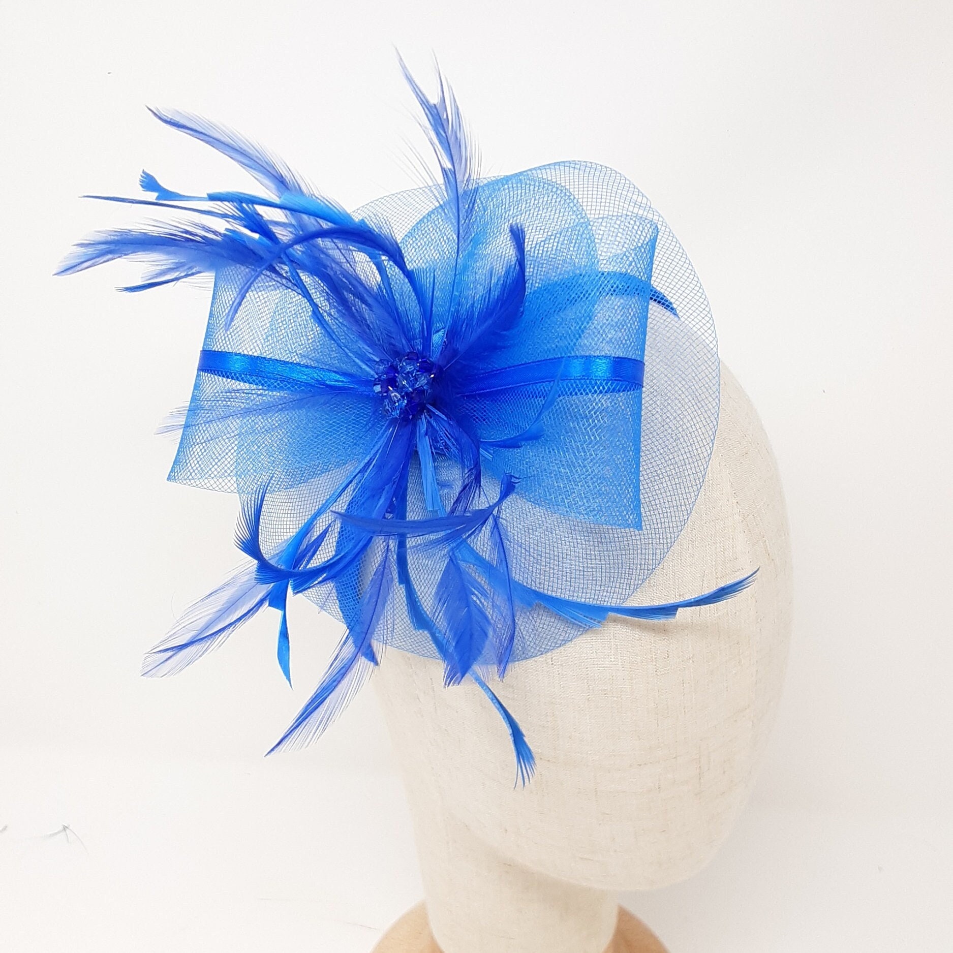 Kobaltblauer Fascinator Mit Federn - Retro Stirnband Für Hochzeiten & Bälle