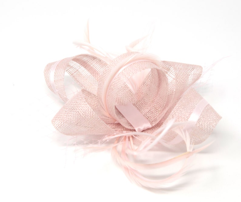 Blush pink fascinator on a comb, Alice band and clip. image 2