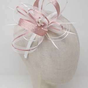 Rose Gold Fascinator: Beaded Diamanté Headpiece, Wedding Guest Hair Accessory