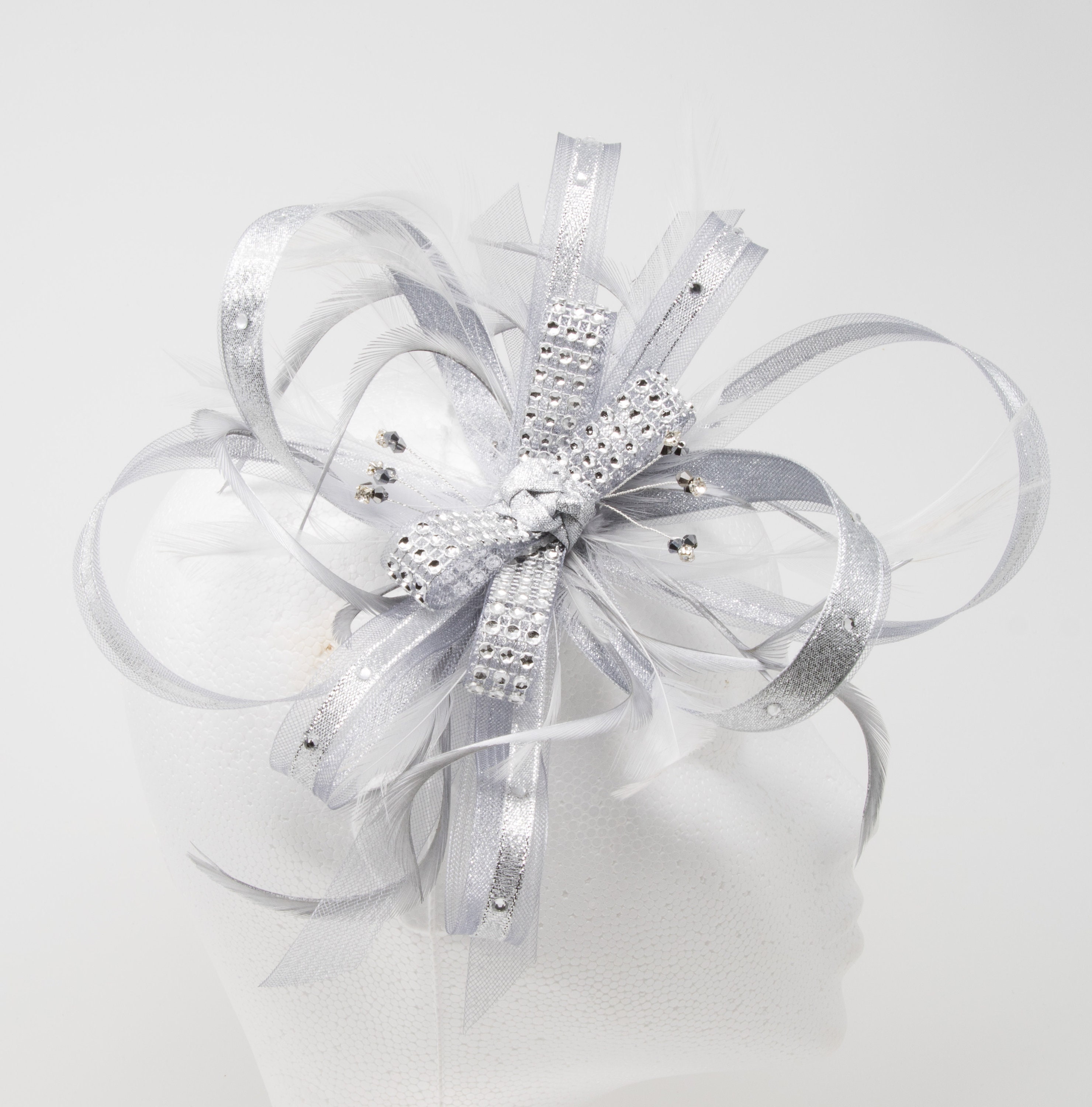 Shimmering Silver Fascinator With 