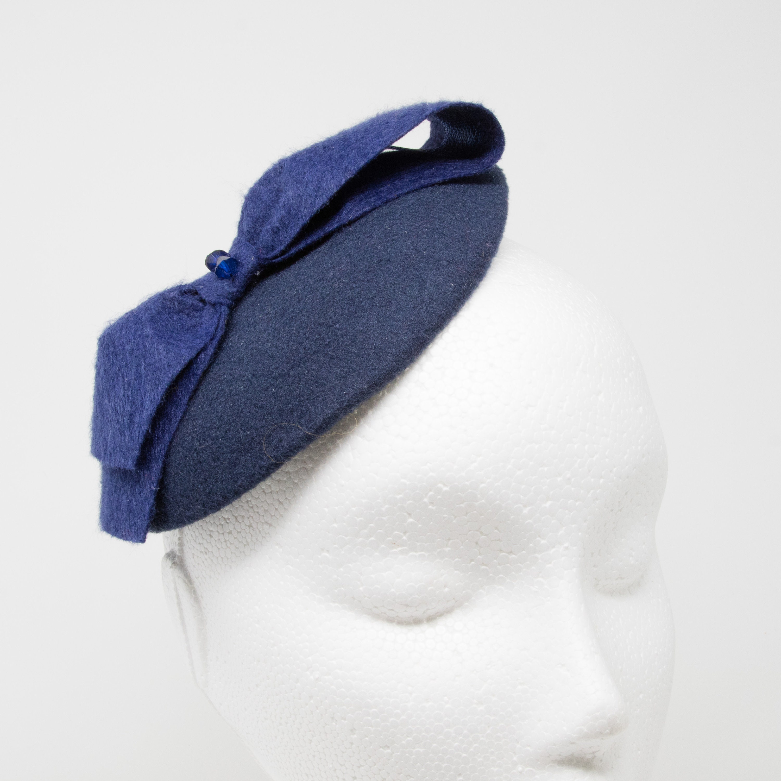 Royal blue Felt fascinator, Royal blue winter fascinator hat, Royal