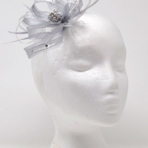 Sparkling silver fascinator with bead cluster and diamante' on a comb, Alice band & clip. image 2