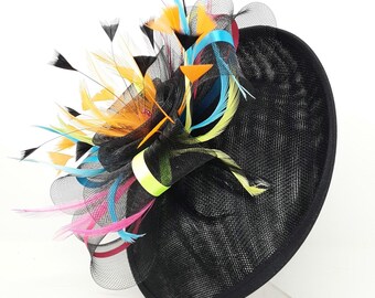 Rainbow Feather Fascinator | Black Hatinator, Royal Ascot Races