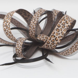Leopard print black fascinator on a comb, clip & alice band