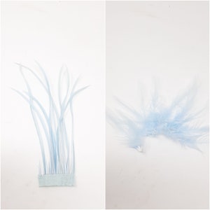 Ice blue feathers for hat making, coque, biots, turkey and hackle milinery fascinator DIY. image 1