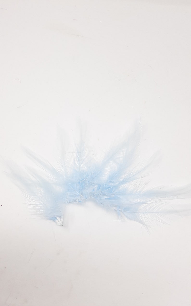 Ice blue feathers for hat making, coque, biots, turkey and hackle milinery fascinator DIY. image 3