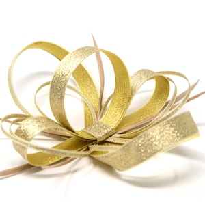 Metallic gold  fascinator on a comb, Alice band or clip.