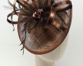 Chocolate Brown rosebud Hatinator | 3-Way Attachment (Clip/Comb/Band) | Race Day Headpiece