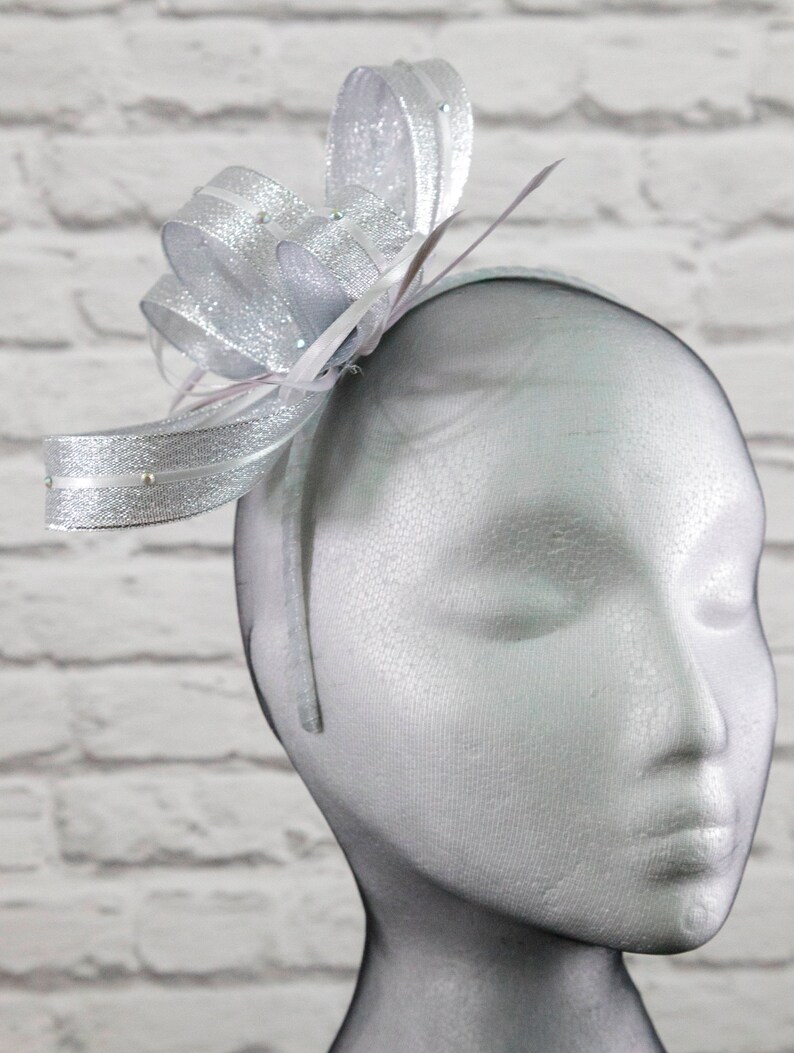 Metallic Silver Fascinator With Sparkling Diamante' on a Etsy