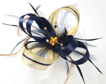 Navy Gold Fascinator - Etsy UK