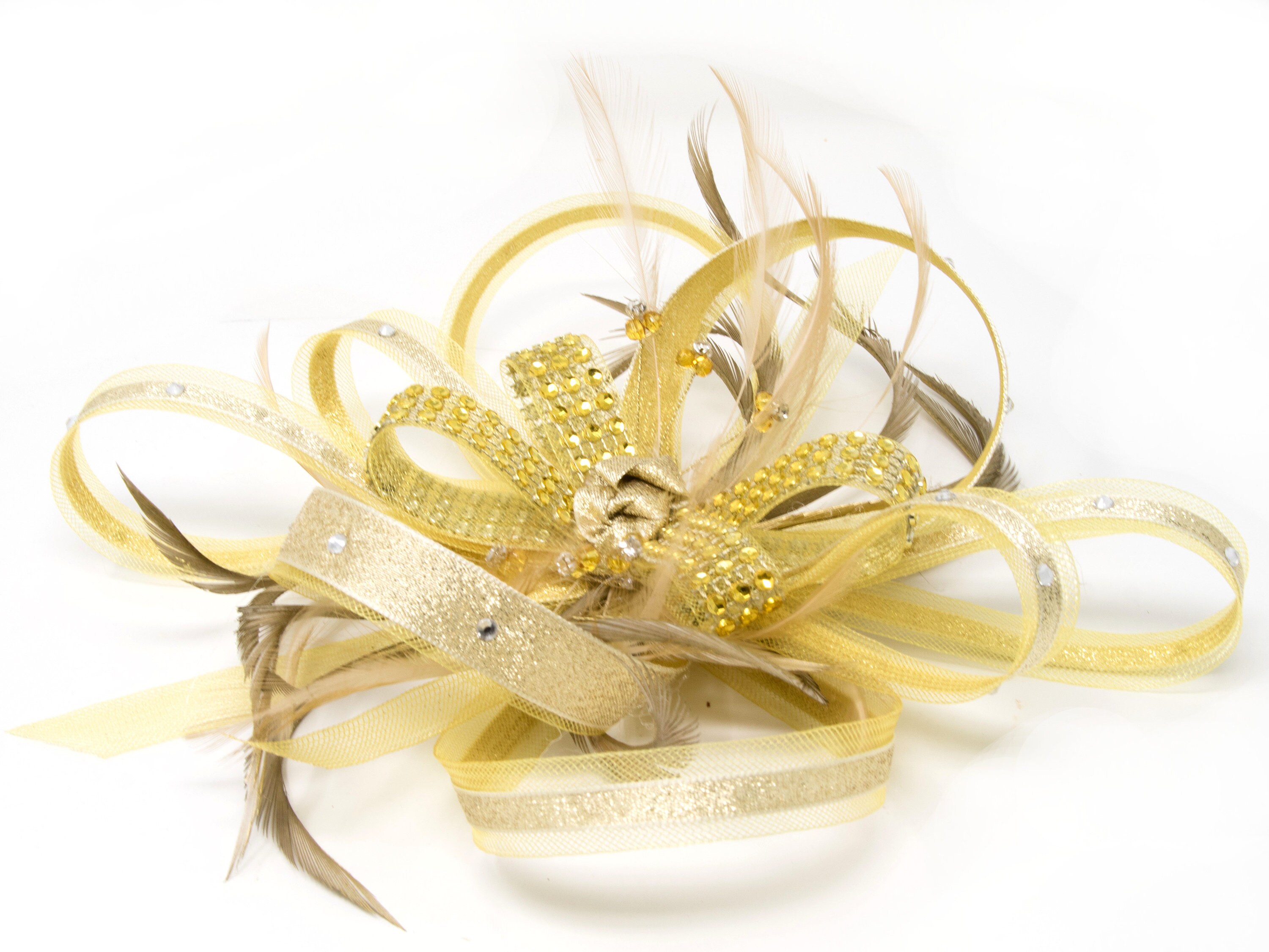 Shimmering Gold Fascinator With 