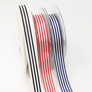 Ruban rayé noir et blanc, bleu marine et blanc, rouge et blanc, pour le bricolage artisanal de fascinateurs de garde-robe. Vendu au mètre