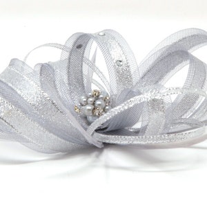 Sparkling silver fascinator with bead cluster and diamante' on a comb, Alice band & clip. image 1