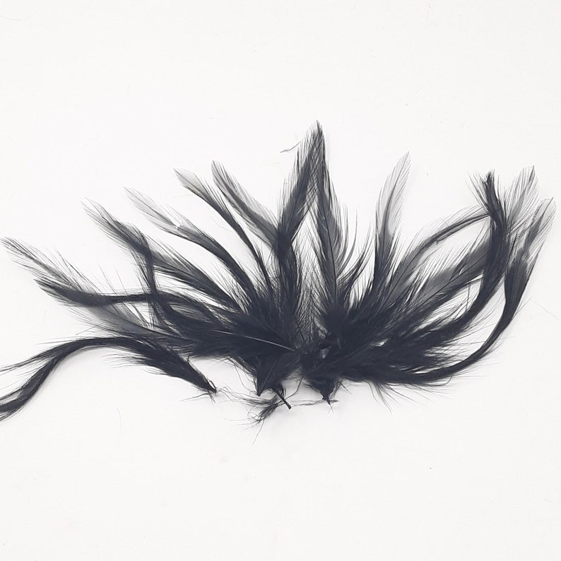 Black feathers for hat making, coque, biots, turkey and hackle milinery fascinator DIY. image 4