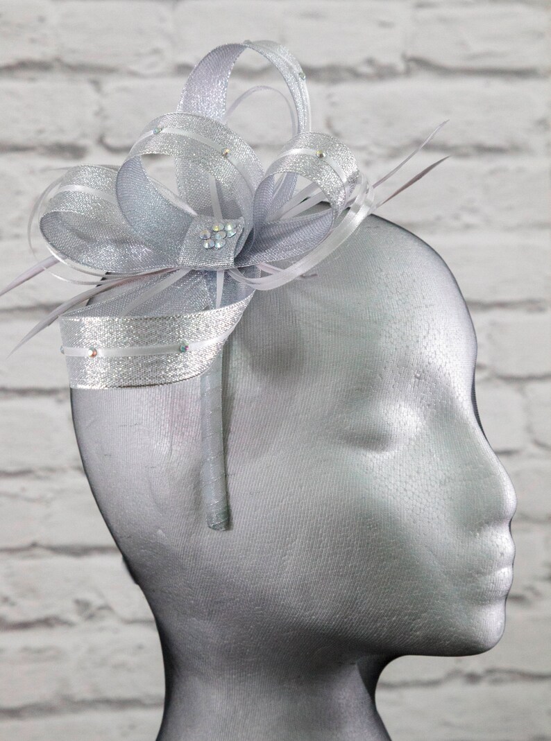 Metallic Silver Fascinator With Sparkling Diamante' on a Etsy Australia