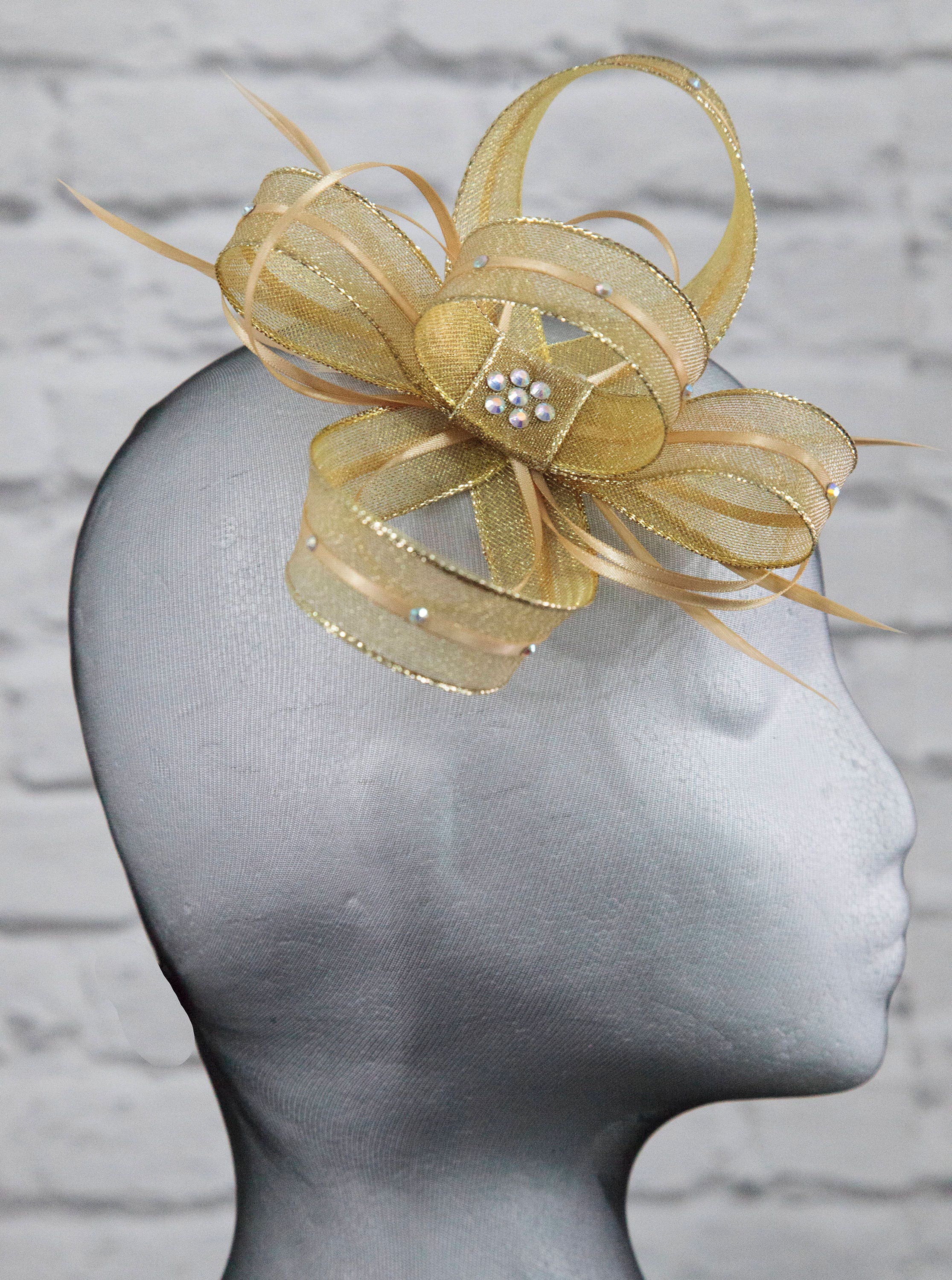 Shimmering Gold Fascinator With 
