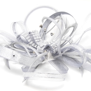 Shimmering silver fascinator with diamante. On a clip, comb or Alice band image 4