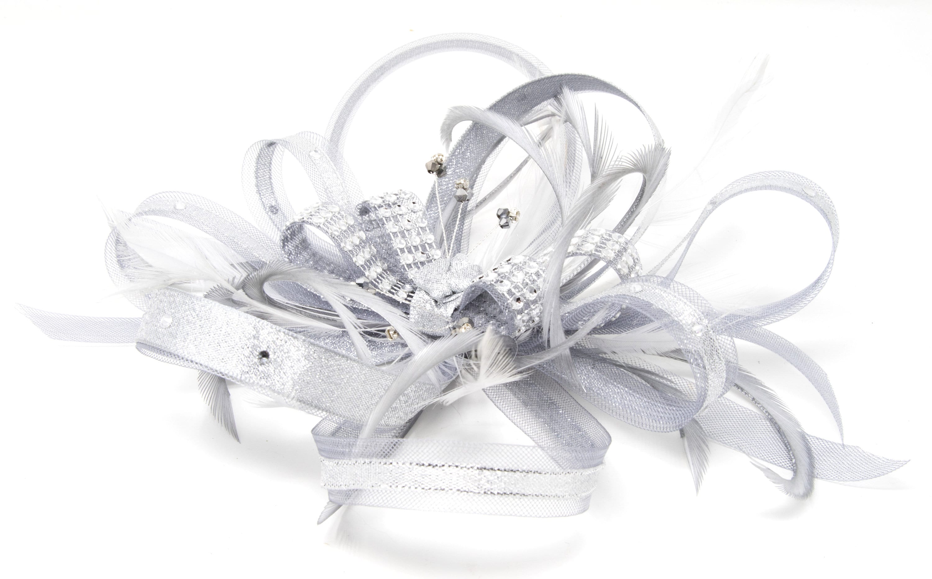 Shimmering Silver Fascinator With 