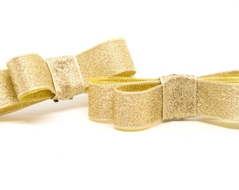 Shimmering gold metallic lurex shoe clips …