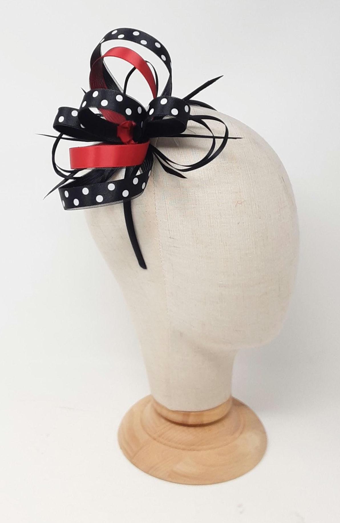 Black and White Polka Dot Fascinator - Etsy display picture 1