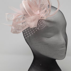 Blush pink fascinator on a comb, Alice band and clip. image 3