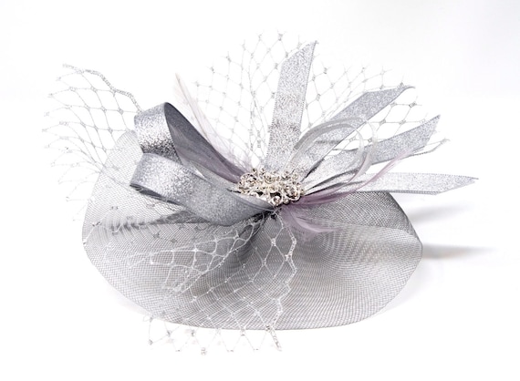 Metallic Silver Fascinator With 