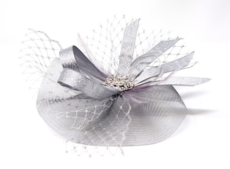 Metallic Silver Fascinator With Diamantè and Bead Cluster on - Etsy